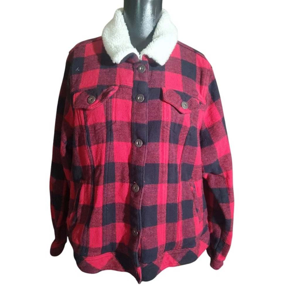 Torrid Womens Red Black Plaid Jacket Size 3XL